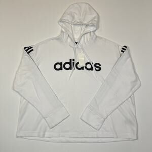 Adidas Hoodie Women’s 4X NWT White Pullover Sweatshirt Logo Stripes